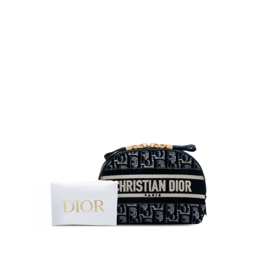 Dior brodé Trousse de maquillage Toile Oblique