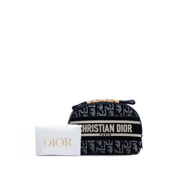Dior brodé Trousse de maquillage Toile Oblique