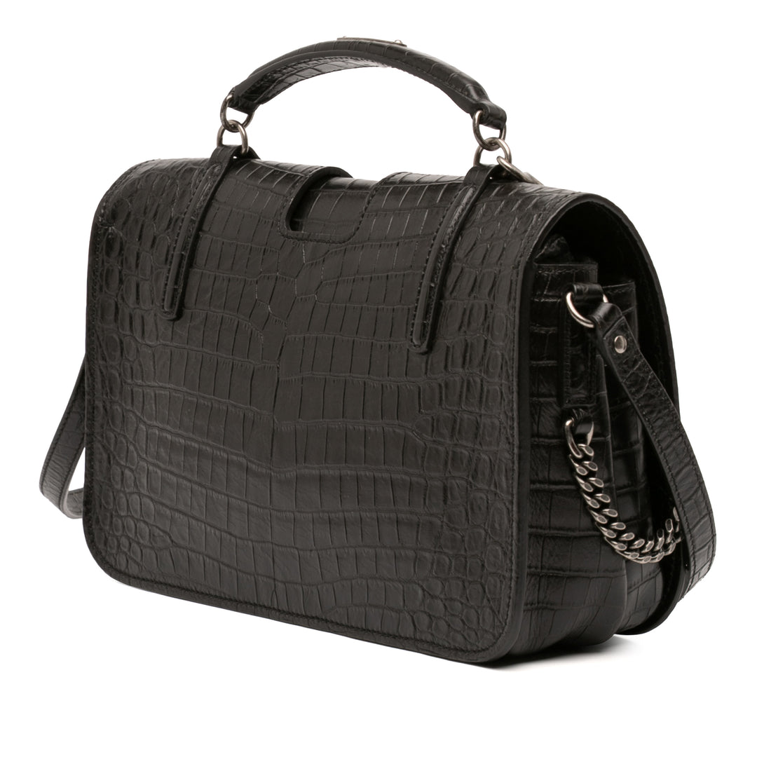 Saint Laurent Large Croc embossé Cuir Charlotte à rabat Sac