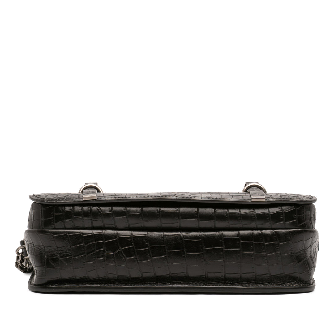 Saint Laurent Large Croc embossé Cuir Charlotte à rabat Sac