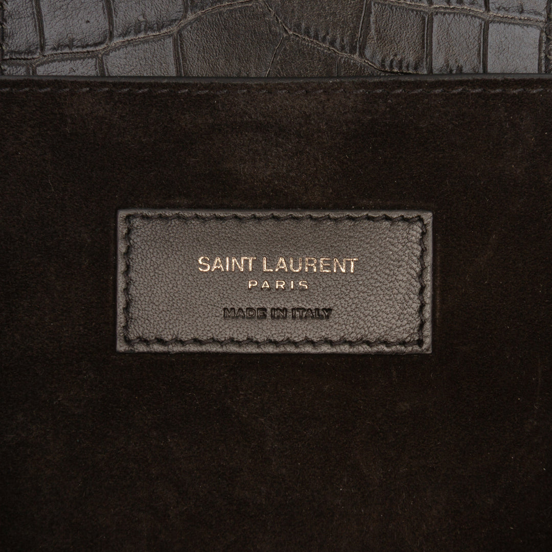 Saint Laurent Large Croc embossé Cuir Charlotte à rabat Sac