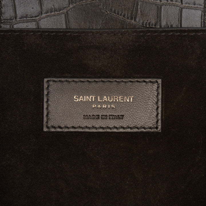 Saint Laurent Large Croc embossé Cuir Charlotte à rabat Sac
