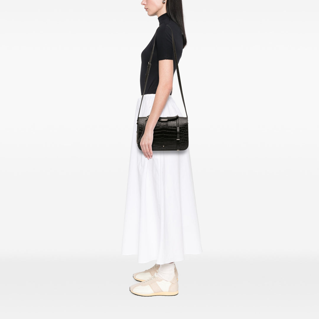 Saint Laurent Large Croc embossé Cuir Charlotte à rabat Sac