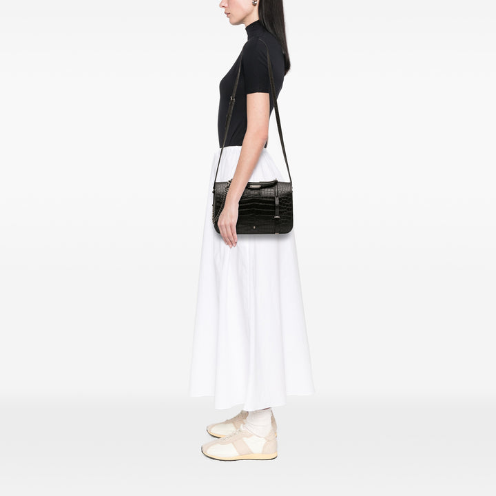 Saint Laurent Large Croc embossé Cuir Charlotte à rabat Sac