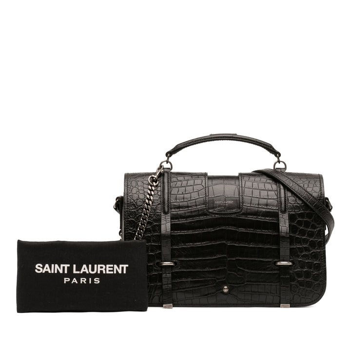 Saint Laurent Large Croc embossé Cuir Charlotte à rabat Sac