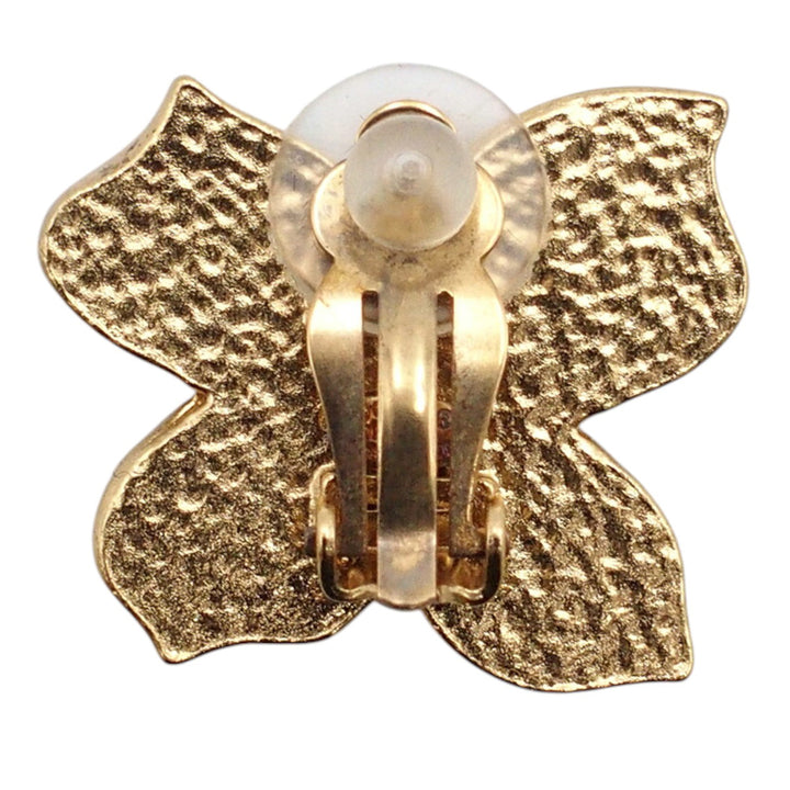 Chanel CC plaqué Émail Flower Clip On Boucles d’oreilles