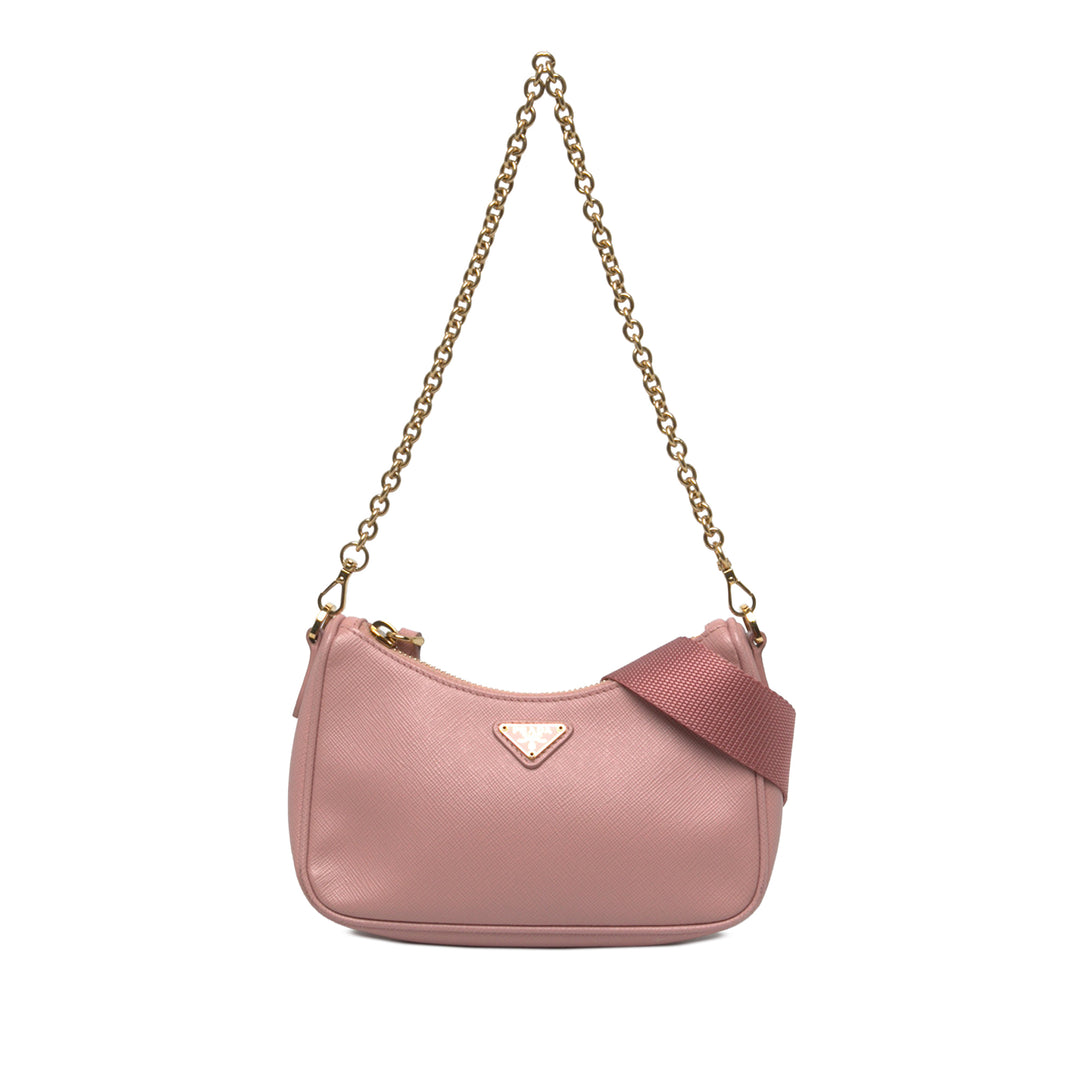 Prada Sac à main Re Edition 2005 Saffiano Mini Rose – vue principale – GABY PARIS