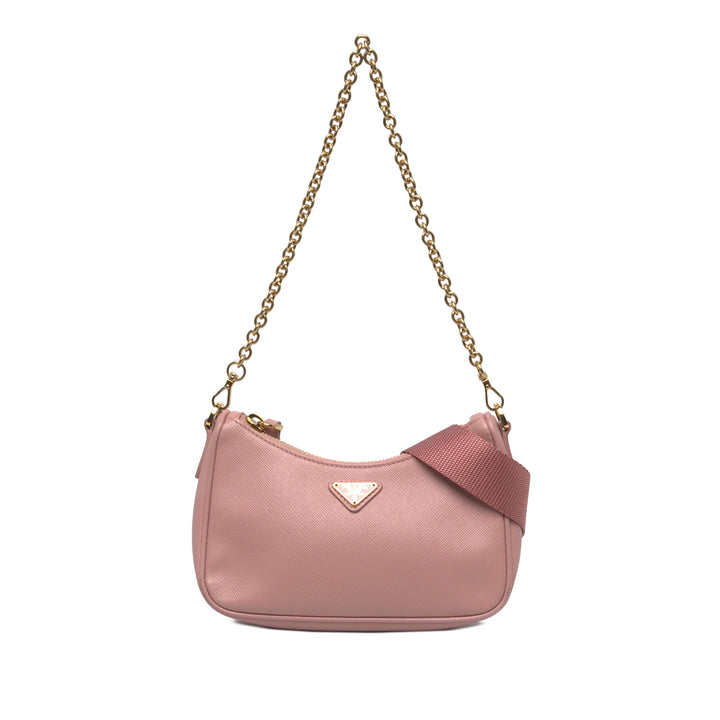 Prada Sac à main Re Edition 2005 Saffiano Mini Rose – vue principale – GABY PARIS