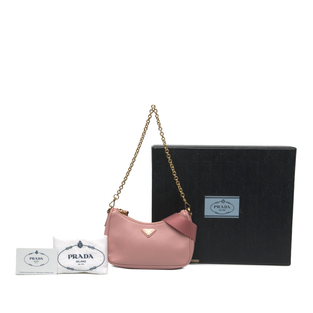 Prada Sac à main Re Edition 2005 Saffiano Mini Rose – vue 7 – GABY PARIS