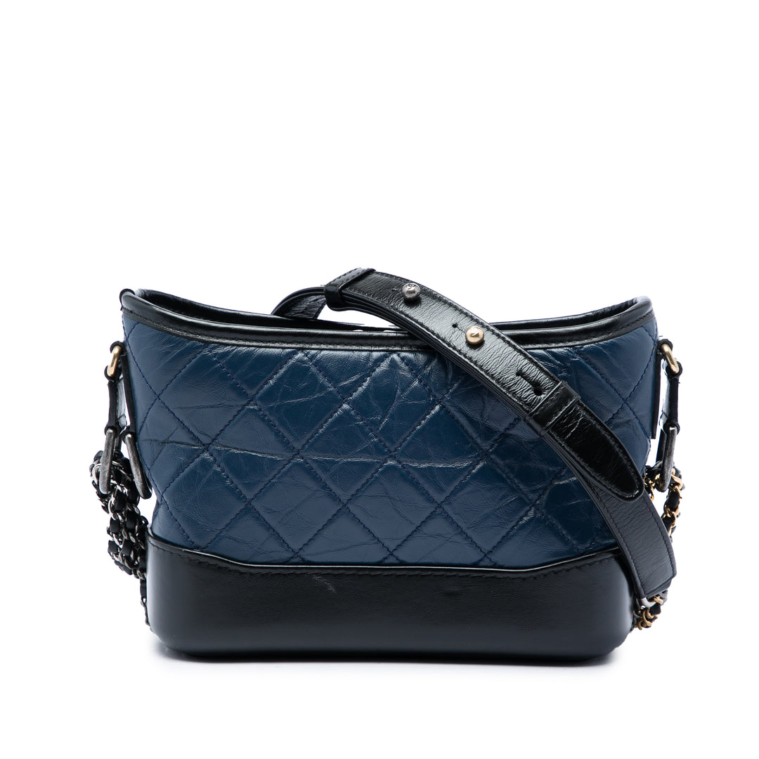 Chanel Bicolore vieilli Gabrielle Sac Petit Cuir de veau Noir