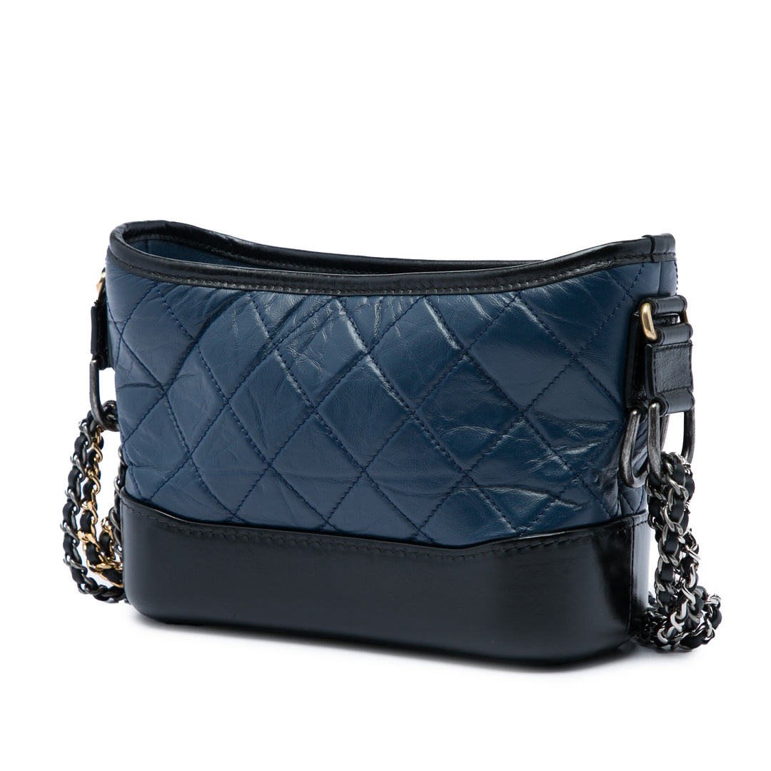 Chanel Bicolore vieilli Gabrielle Sac Petit Cuir de veau Noir