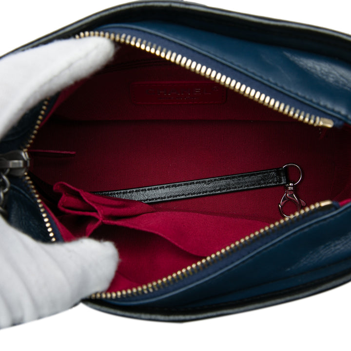 Chanel Bicolore vieilli Gabrielle Sac Petit Cuir de veau Noir