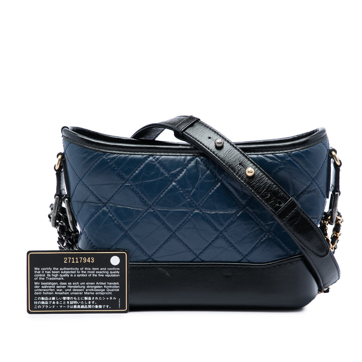 Chanel Bicolore vieilli Gabrielle Sac Petit Cuir de veau Noir