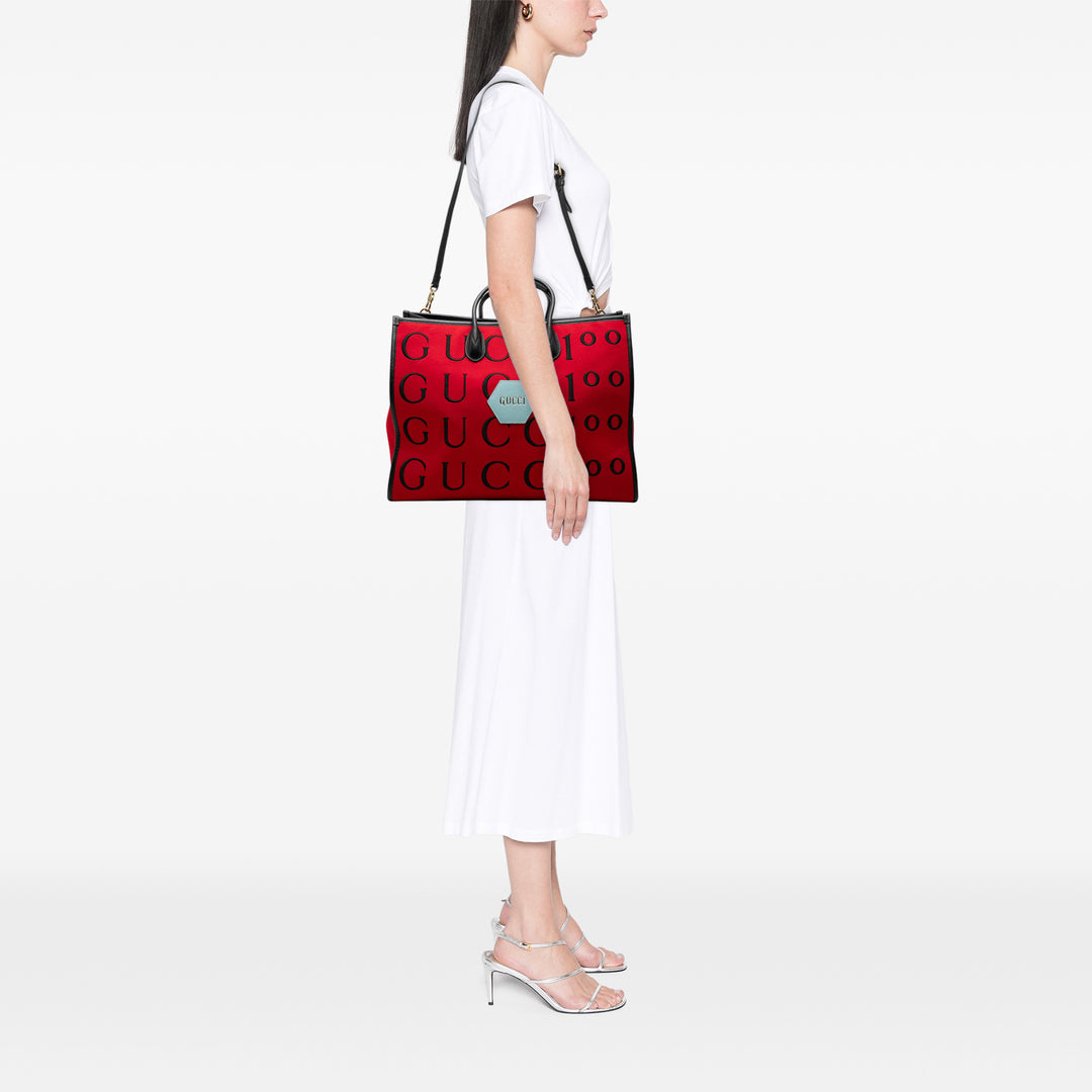 Gucci 100th Anniversary à finitions Felt Script Logo Cabas Cuir de veau