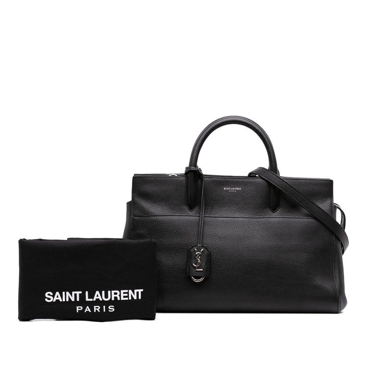 Saint Laurent Cabas grainé Rive Gauche Petit Cuir de veau grainé Noir – vue 7 – GABY PARIS