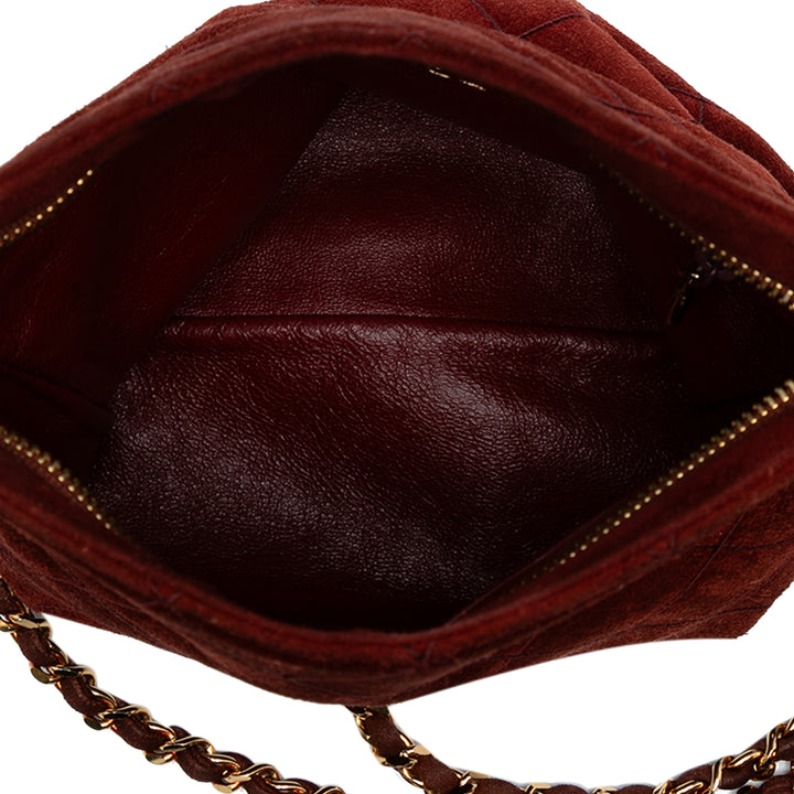 Chanel CC Quilted Daim Tassel Sac porté croisé Rouge