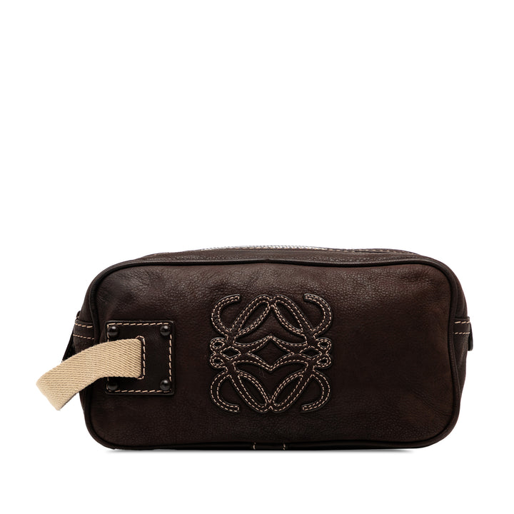 LOEWE Nubuck Anagram Pochette Cuir