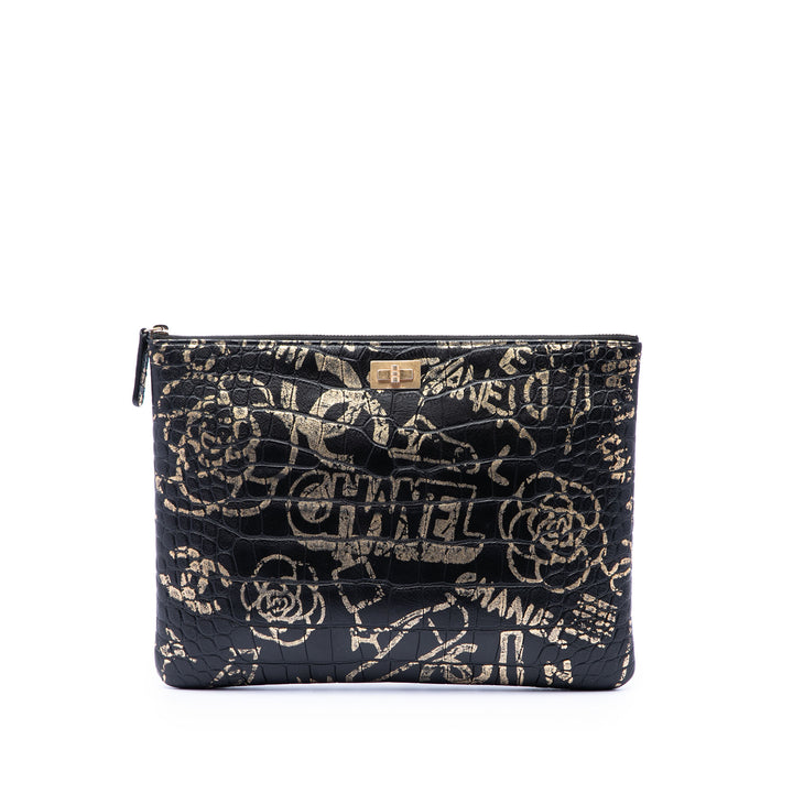 Chanel Crocodile embossé Cuir de veau Cocodile Graffiti 2.55 Reissue Pochette