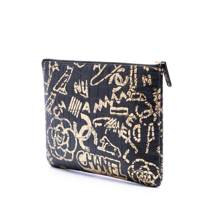 Chanel Crocodile embossé Cuir de veau Cocodile Graffiti 2.55 Reissue Pochette