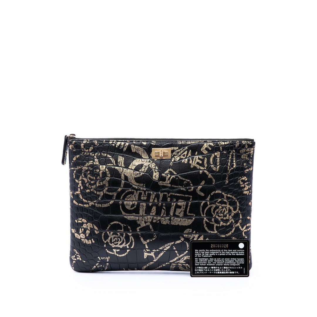 Chanel Crocodile embossé Cuir de veau Cocodile Graffiti 2.55 Reissue Pochette