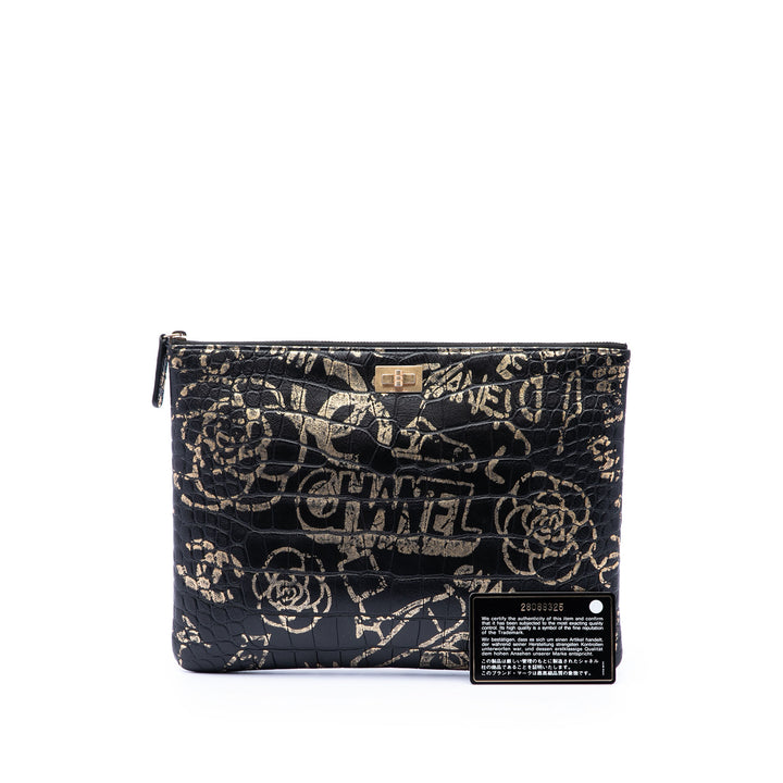 Chanel Crocodile embossé Cuir de veau Cocodile Graffiti 2.55 Reissue Pochette