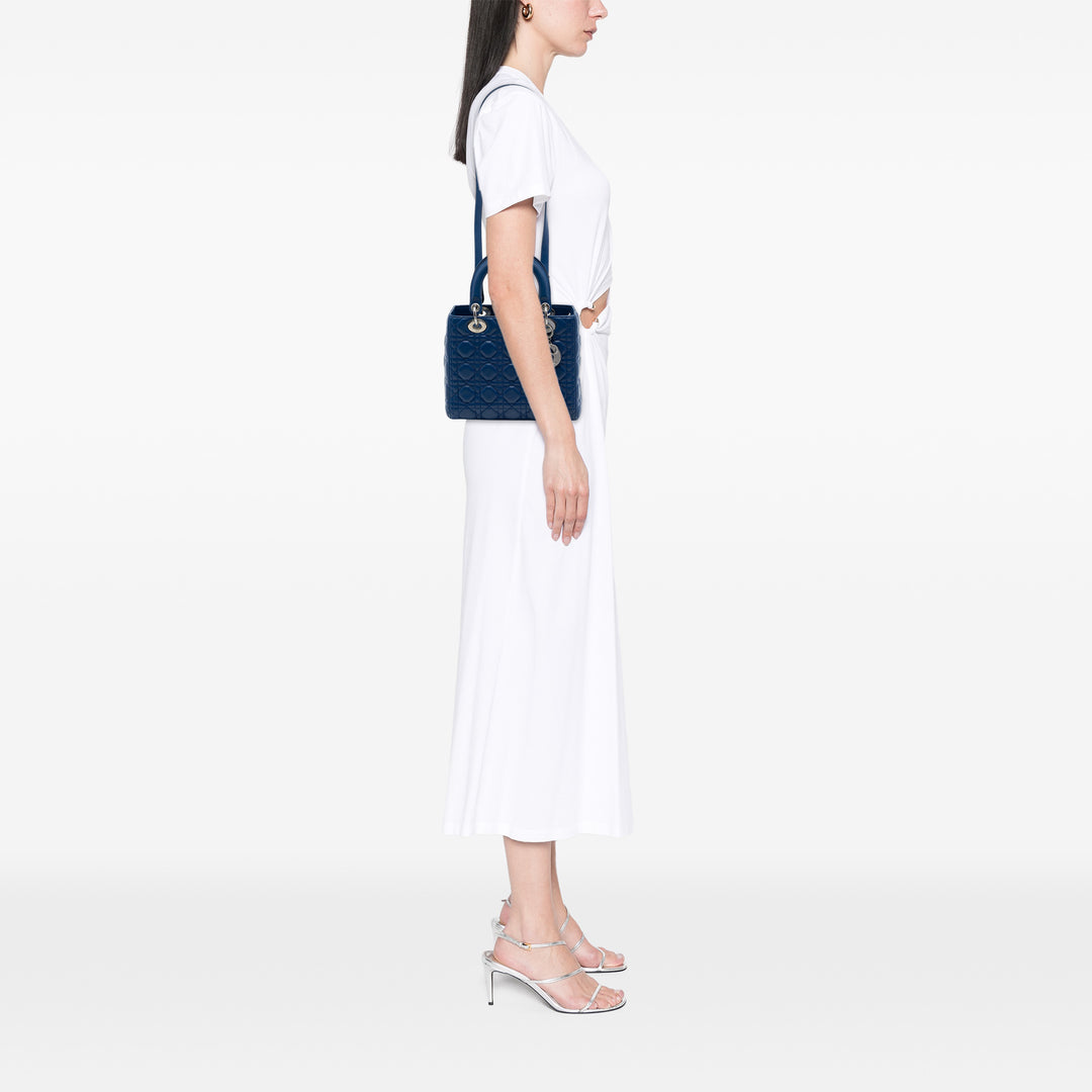 Lady Dior Cannage Moyen Cuir d'agneau Bleu