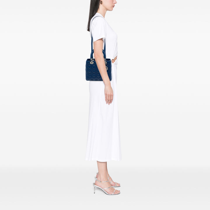 Lady Dior Cannage Moyen Cuir d'agneau Bleu