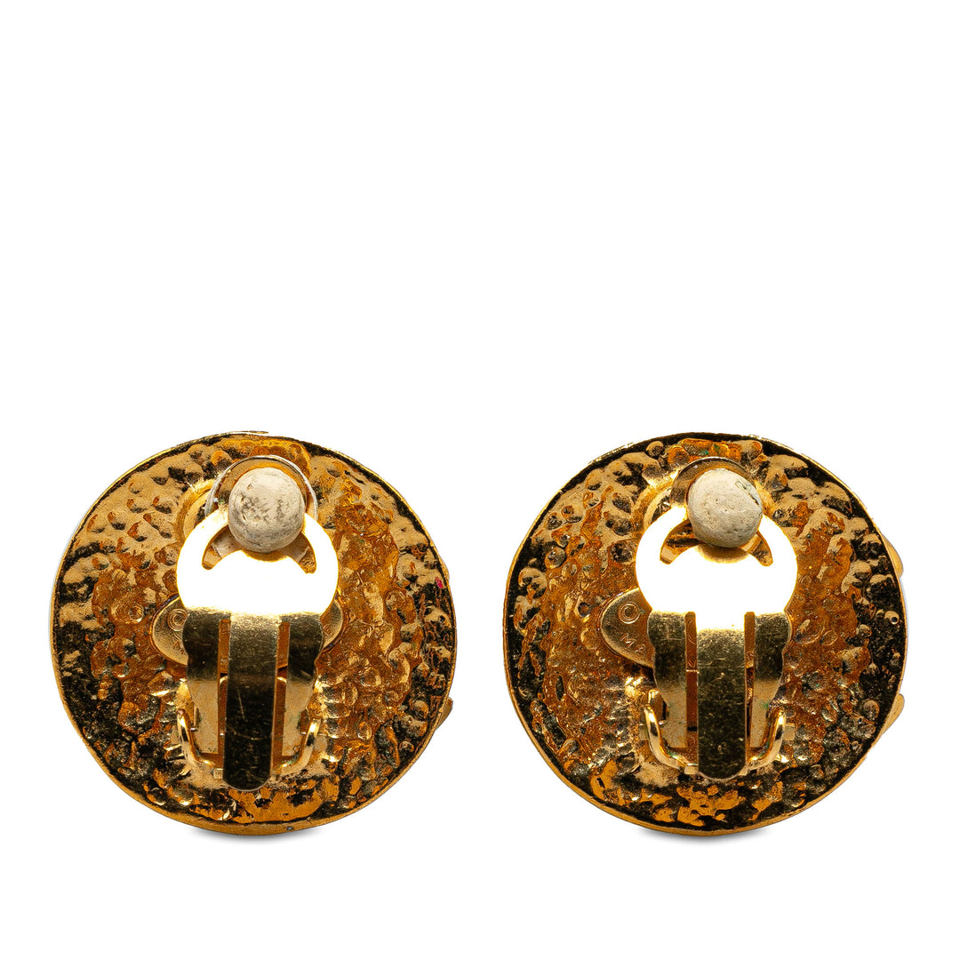 Gold Plated CC Clip On Earrings Gold - Gaby Paris