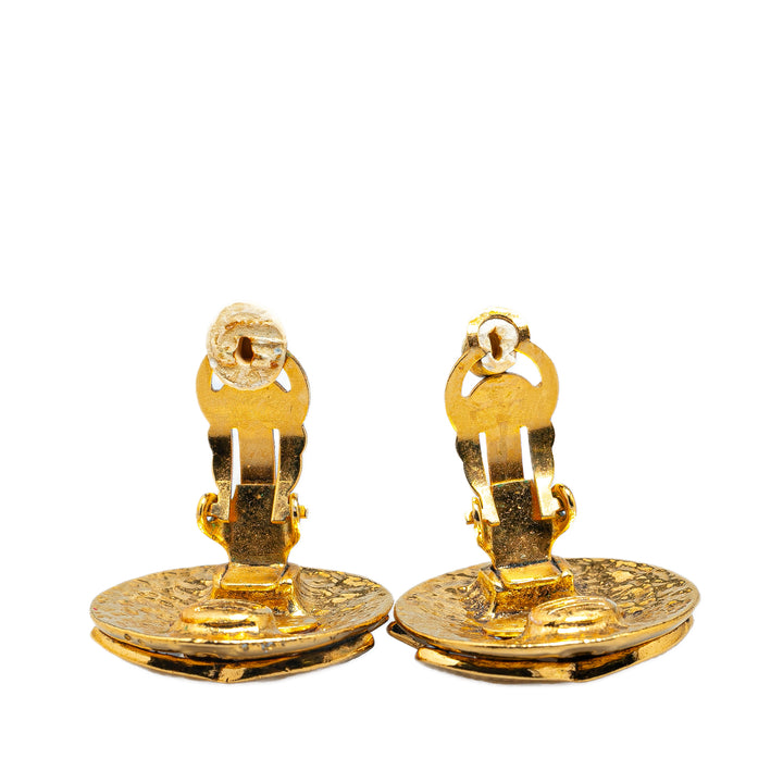 Gold Plated CC Clip On Earrings Gold - Gaby Paris