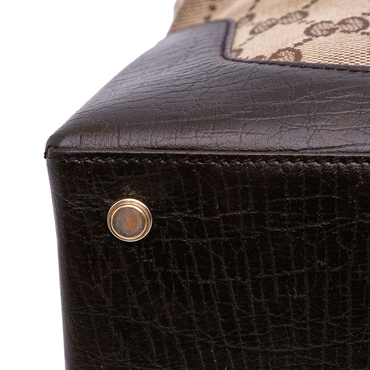 GG Canvas Web Junco Handbag Brown - Gaby Paris