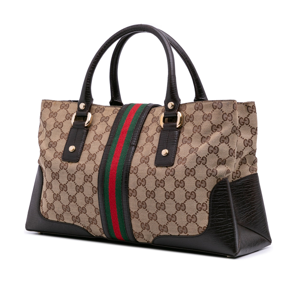 GG Canvas Web Junco Handbag Brown - Gaby Paris