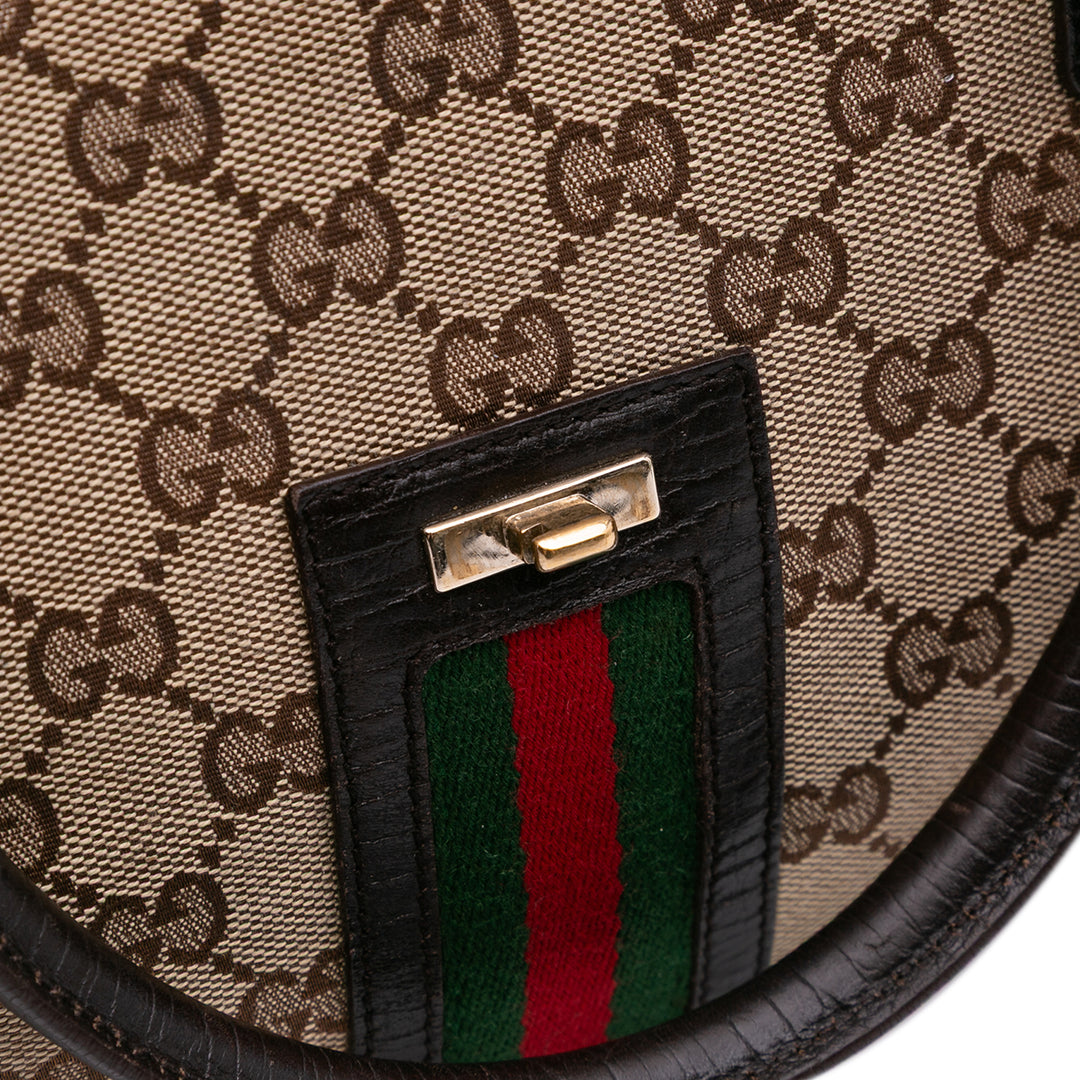 GG Canvas Web Junco Handbag Brown - Gaby Paris