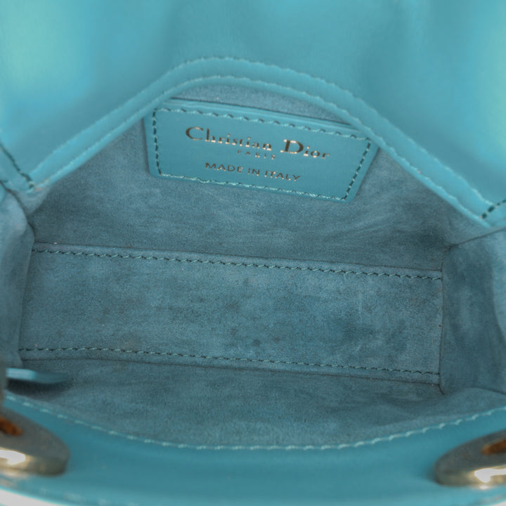 Micro Lambskin Cannage Lady Dior Blue - Gaby Paris