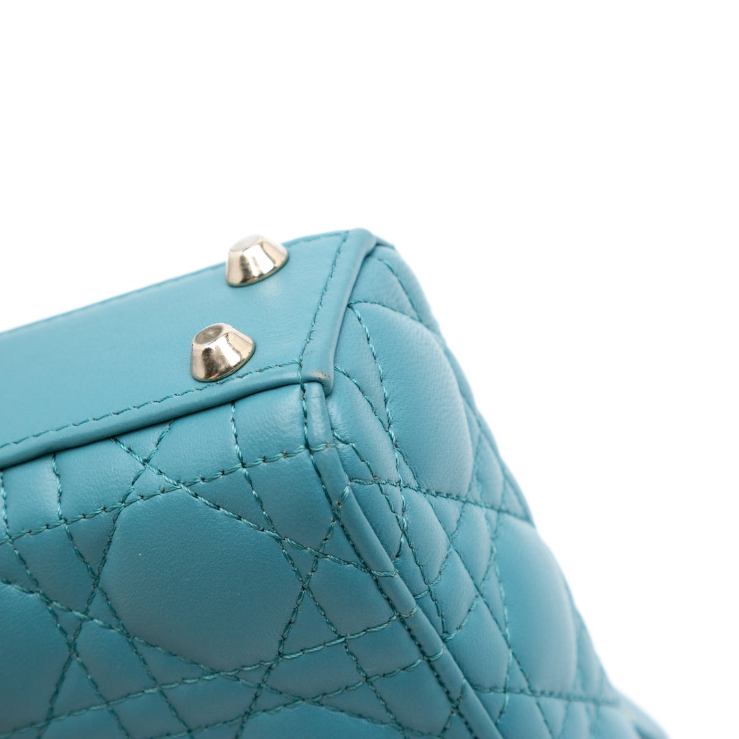 Micro Lambskin Cannage Lady Dior Blue - Gaby Paris