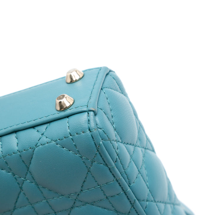 Micro Lambskin Cannage Lady Dior Blue - Gaby Paris