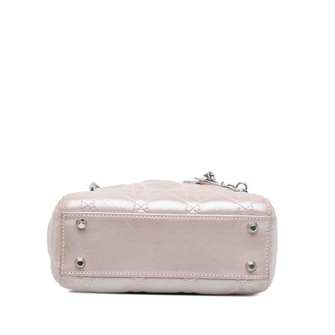 Mini Iridescent Lambskin Cannage Lady Dior Pink - Gaby Paris