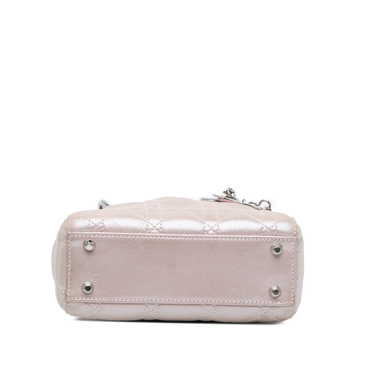 Mini Iridescent Lambskin Cannage Lady Dior Pink - Gaby Paris