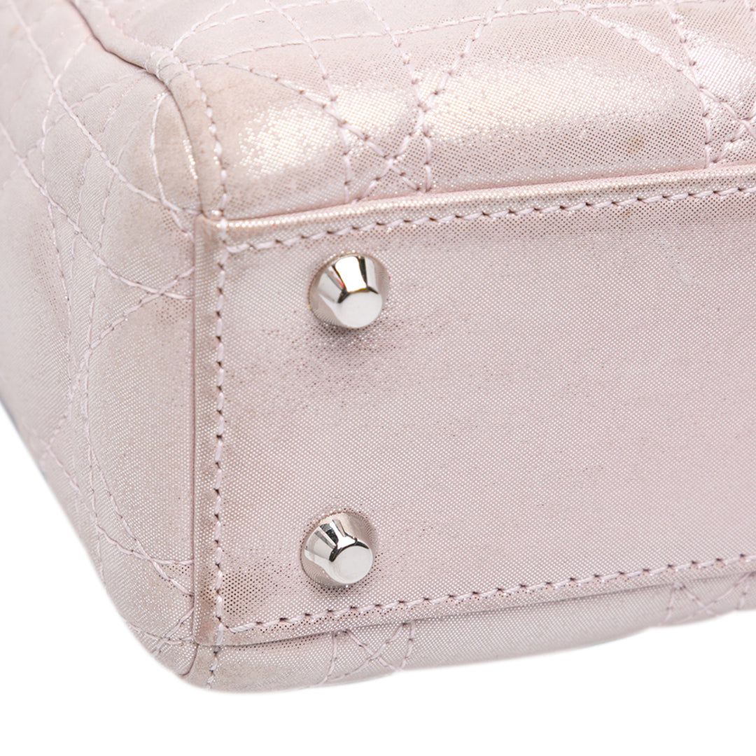 Mini Iridescent Lambskin Cannage Lady Dior Pink - Gaby Paris