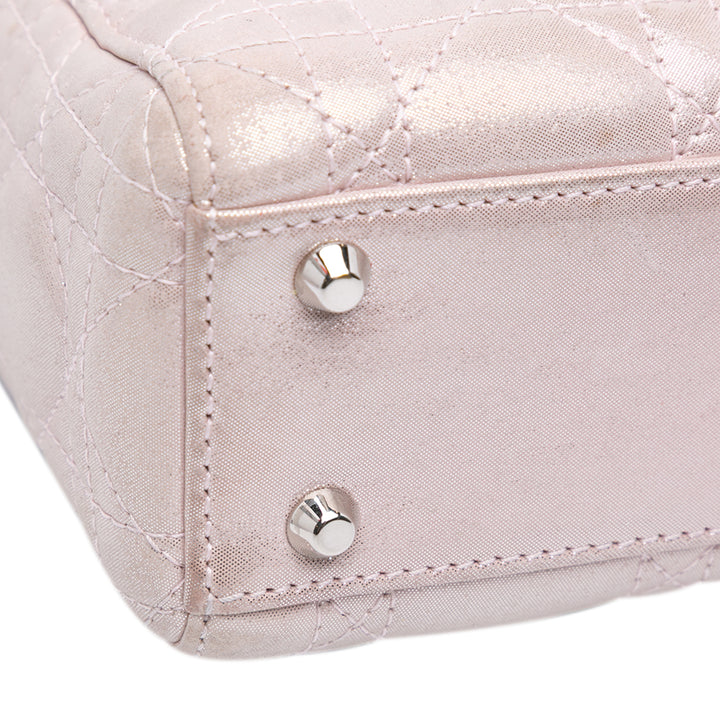 Mini Iridescent Lambskin Cannage Lady Dior Pink - Gaby Paris