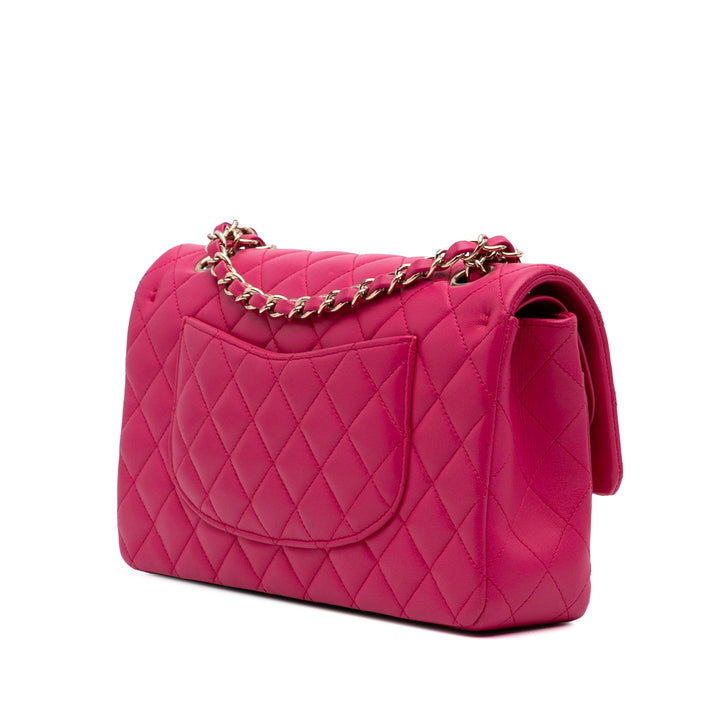 Medium Classic Lambskin Double Flap Pink - Gaby Paris