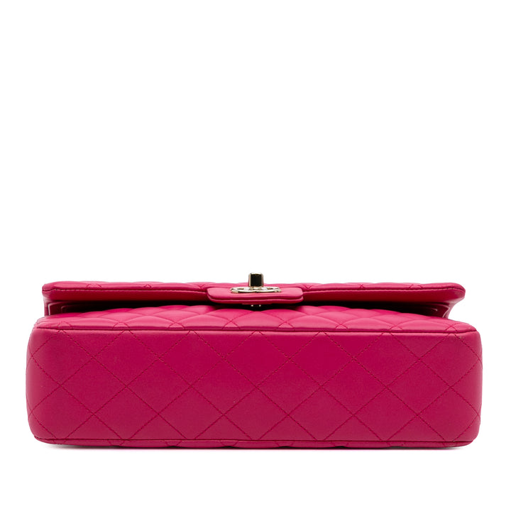 Medium Classic Lambskin Double Flap Pink - Gaby Paris