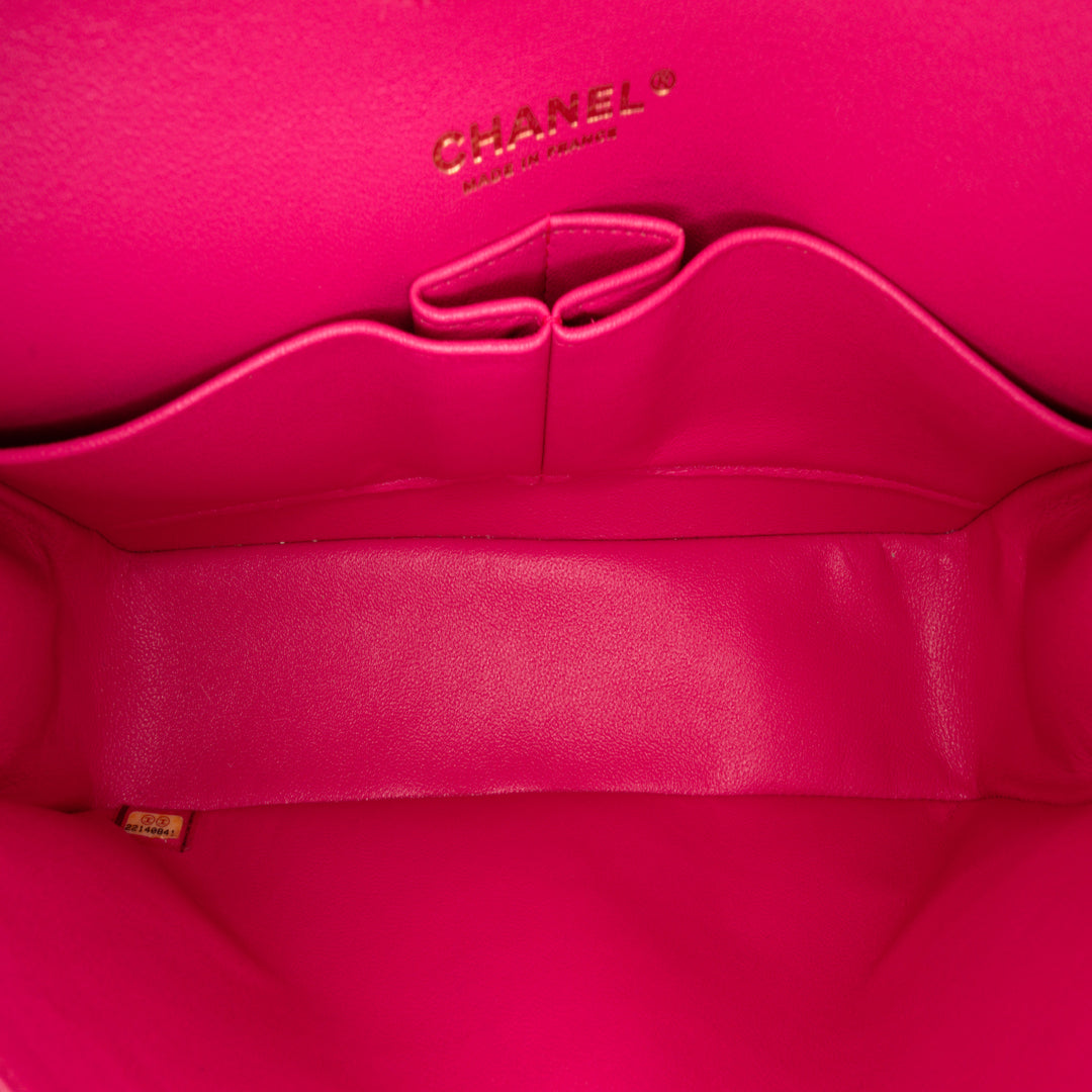 Medium Classic Lambskin Double Flap Pink - Gaby Paris