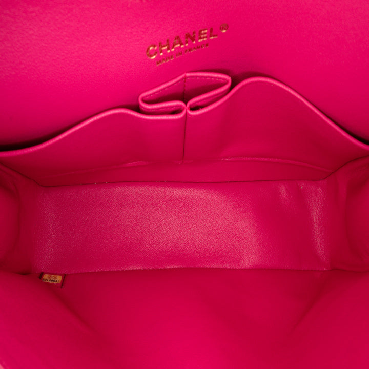 Medium Classic Lambskin Double Flap Pink - Gaby Paris