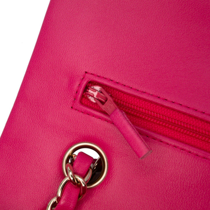 Medium Classic Lambskin Double Flap Pink - Gaby Paris