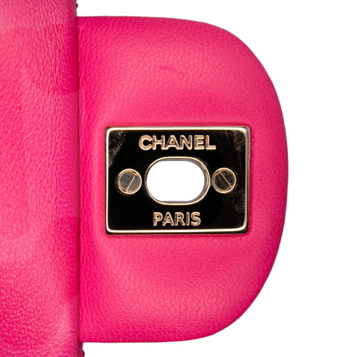 Medium Classic Lambskin Double Flap Pink - Gaby Paris