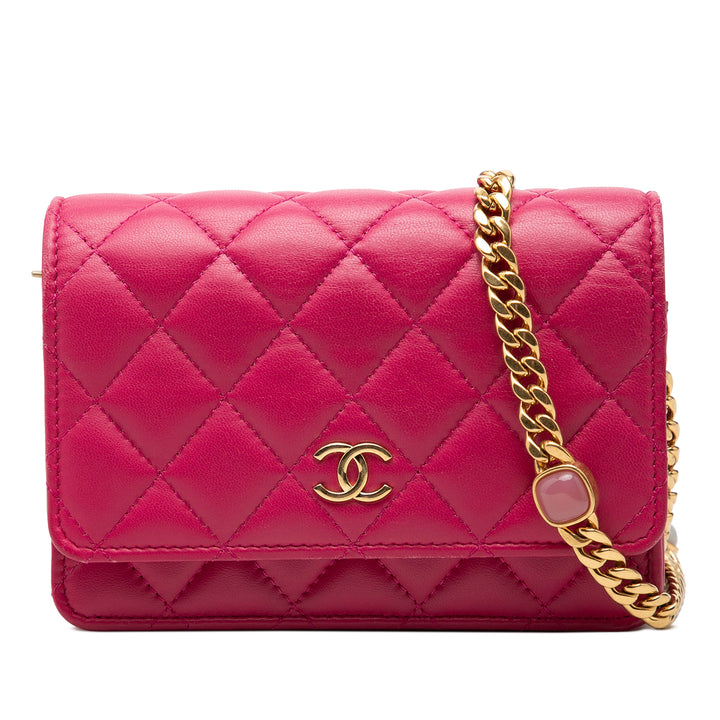 Chanel Mini CC Matelassé Cuir d’agneau Perle Samba Wallet on Chain