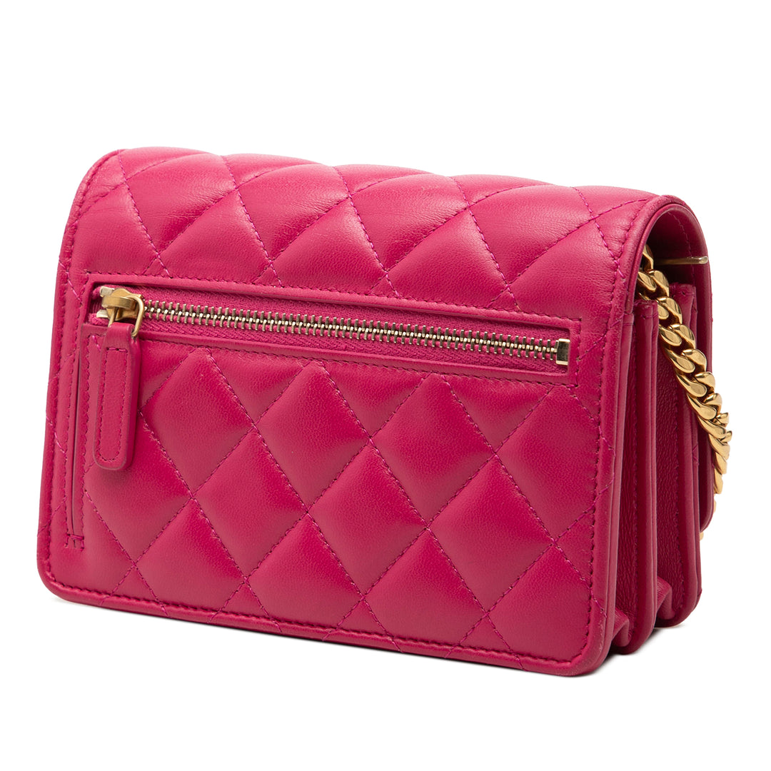 Chanel Mini CC Matelassé Cuir d’agneau Perle Samba Wallet on Chain