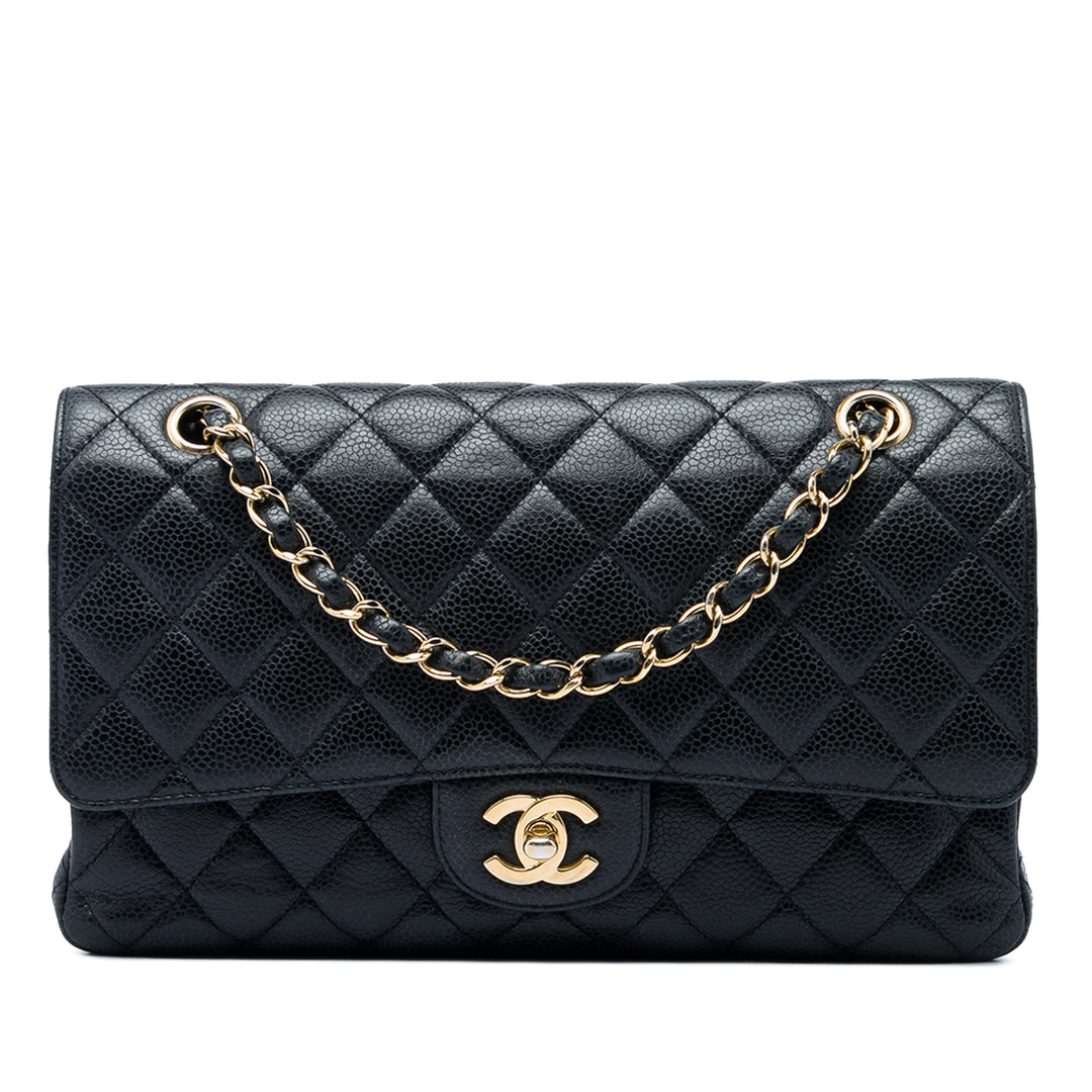 Classic Double rabat Moyen Cuir caviar Noir