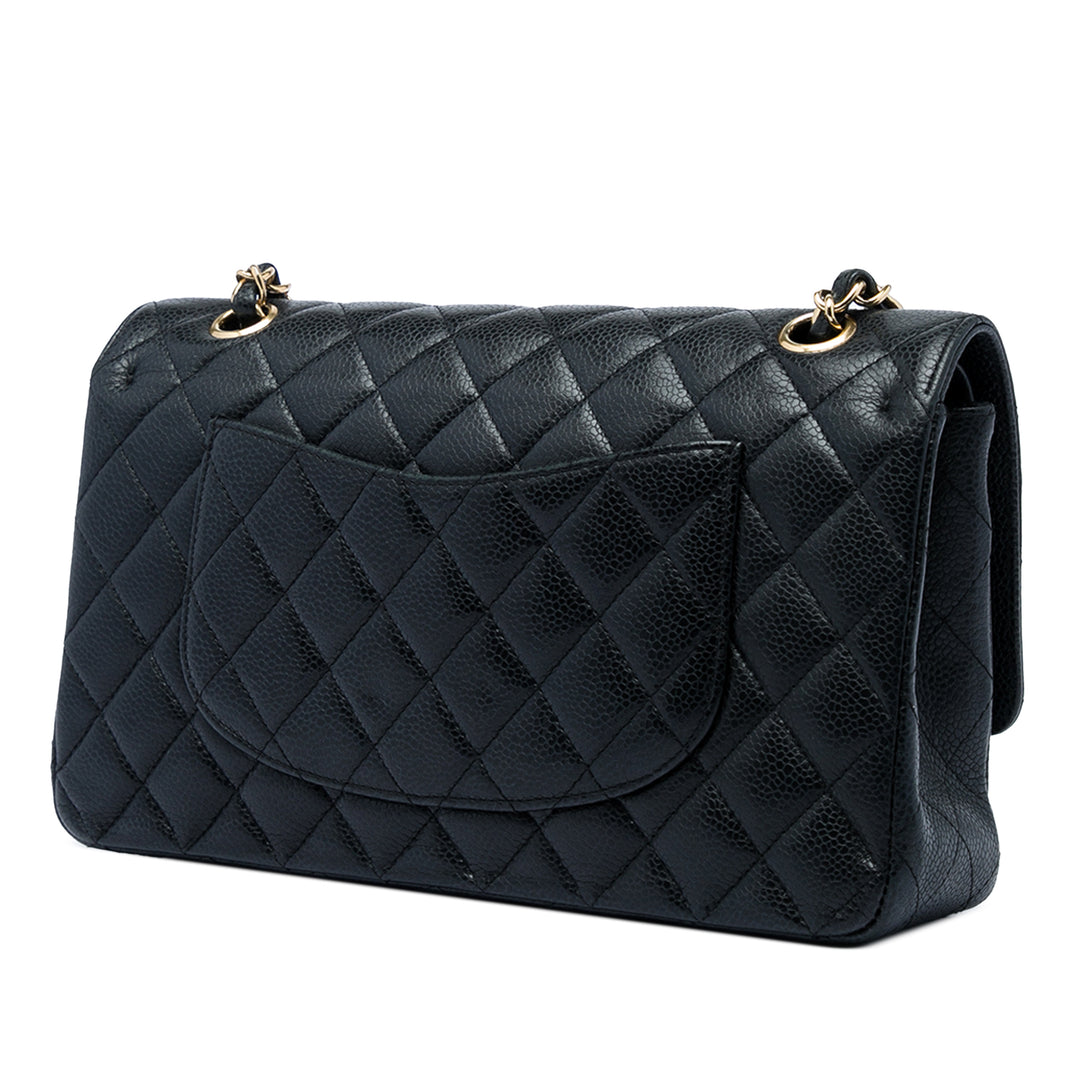 Classic Double rabat Moyen Cuir caviar Noir