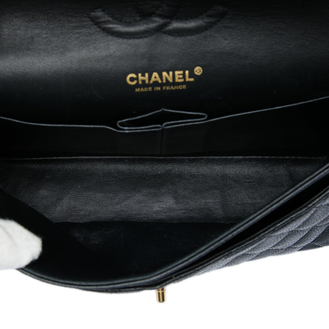 Classic Double rabat Moyen Cuir caviar Noir
